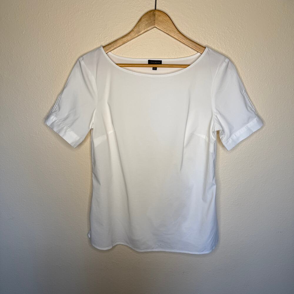 Talbots White Cotton Blend Pullover Blouse Small